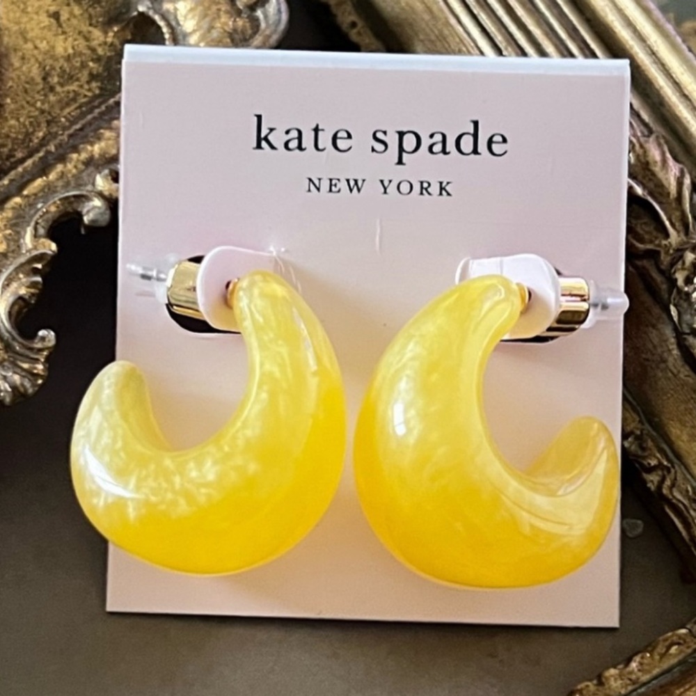 KATE SPADE • Yellow Adore-ables Resin Huggies Hoop Earrings - Picture 4 of 4